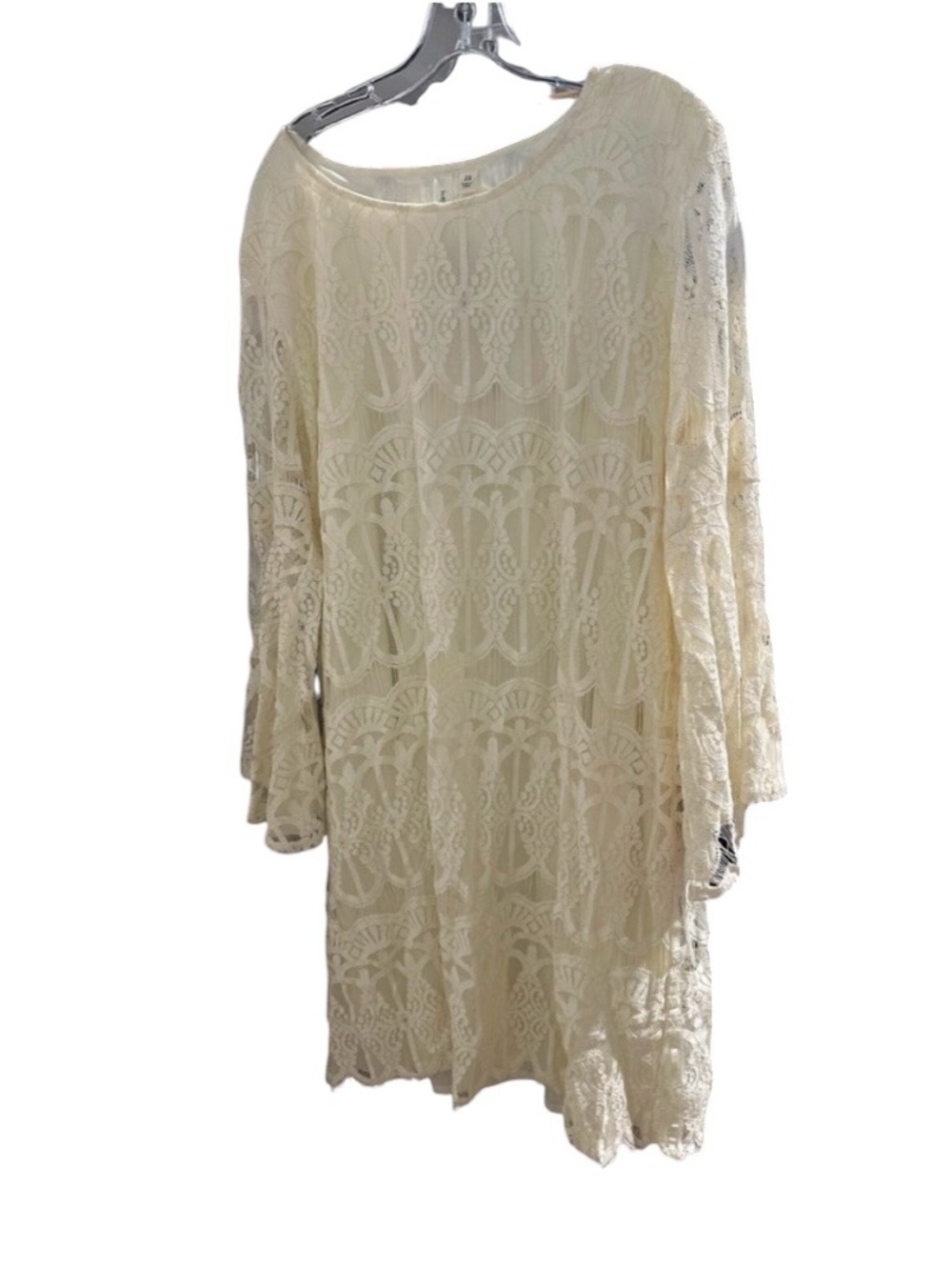 Racers Lace Long Sleeve Shift Dress in Cream
